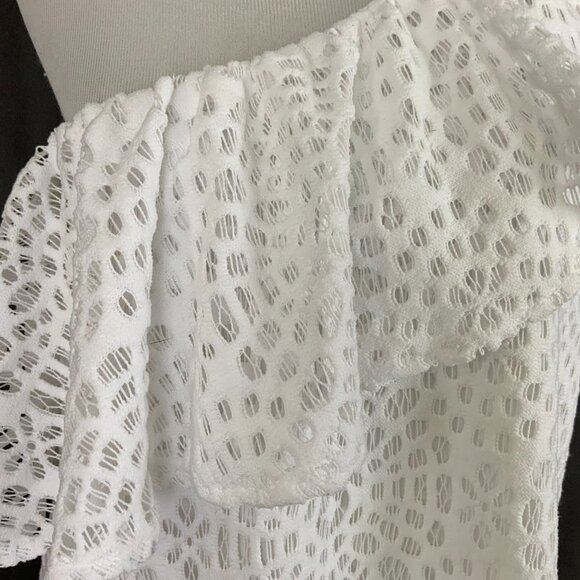 Lilly Pulitzer White Matteo One Shoulder Top Sea Urchin Terry Lace Sz XL - Picture 13 of 16